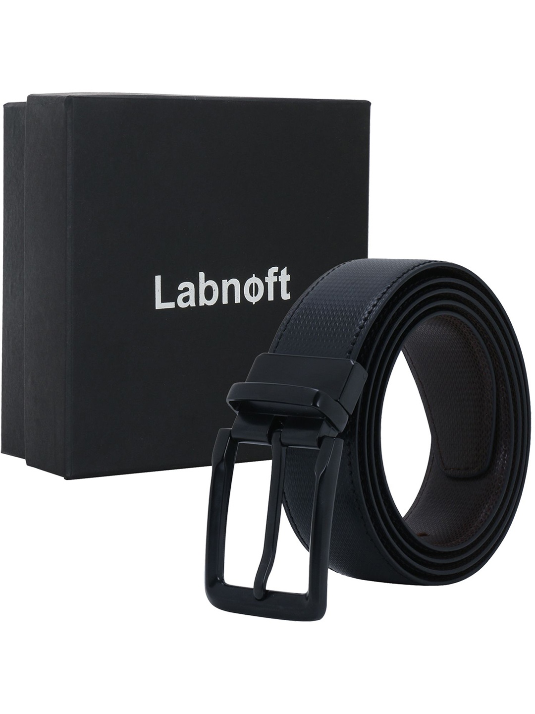 

Labnoft Men Textured PU Reversible Formal Belt, Black