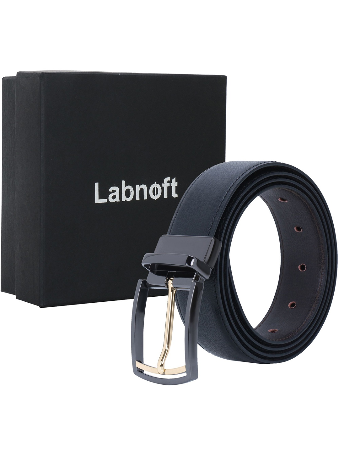 

Labnoft Men Textured PU Reversible Formal Belt, Black