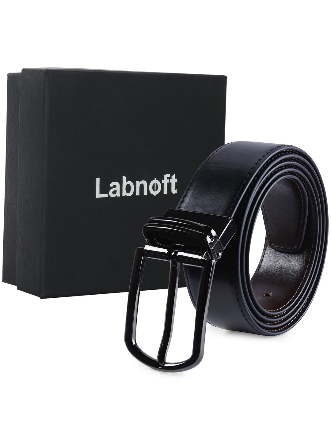 

Labnoft Men PU Reversible Formal Belt, Black