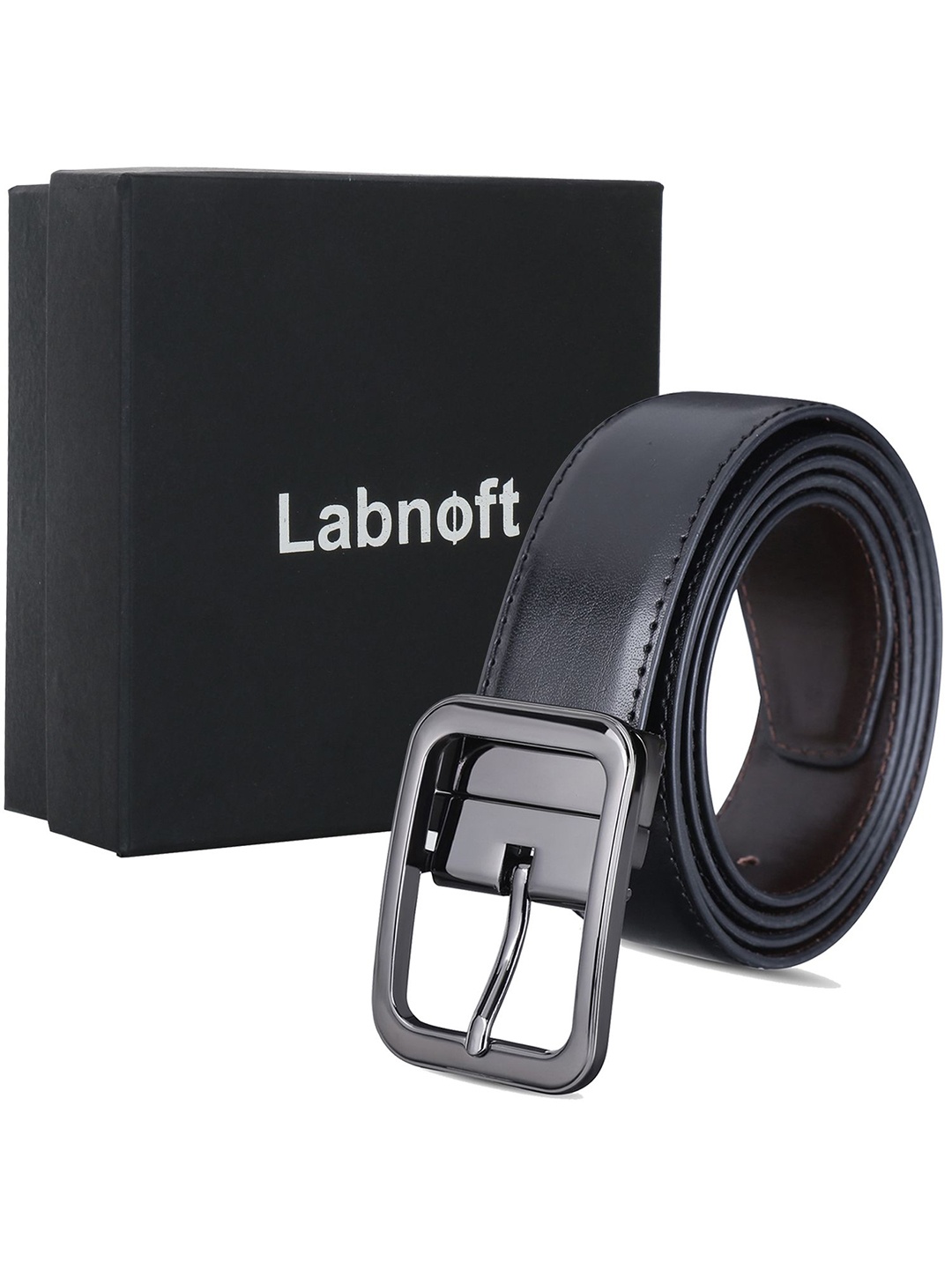 

Labnoft Men Printed PU Reversible Formal Belt, Black