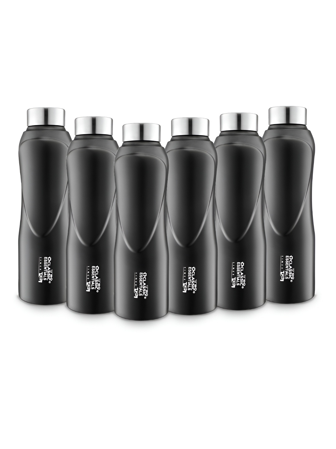 

Classic Essentials Puro Black 6 Pcs Printed Stainless Steel Water Bottles 1 L Each