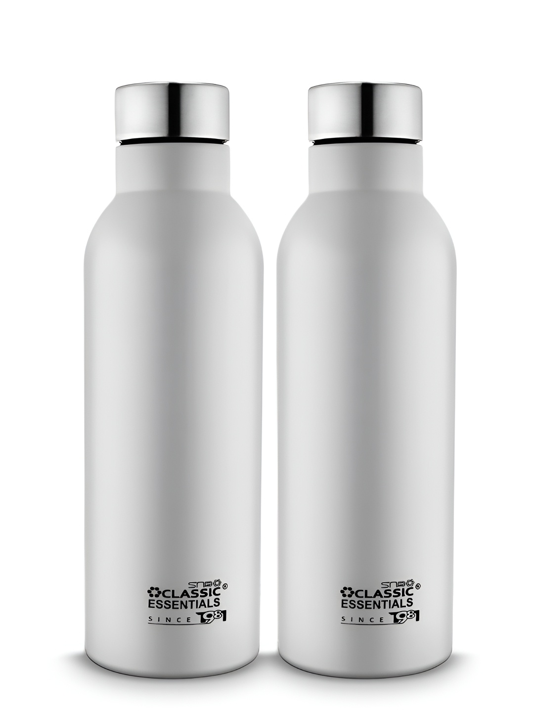 

Classic Essentials Capsule White 2 Pcs Printed Stainless Steel Water Bottles 1 L Each