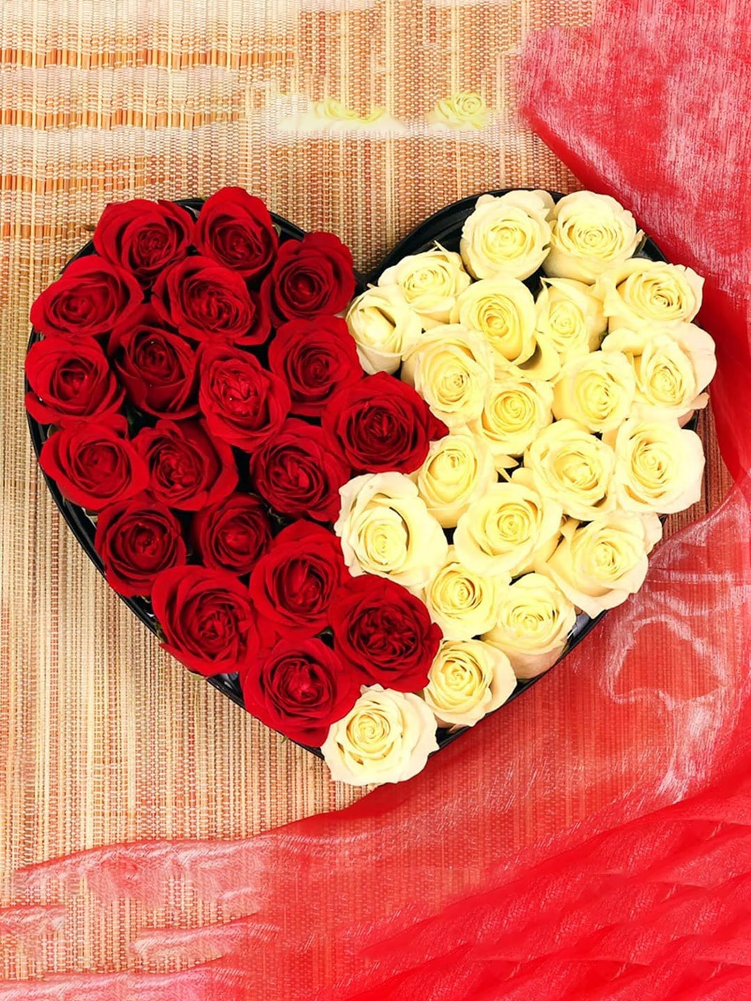 

Floweraura 40 Red & White Roses Flowers Bouquet, Multi