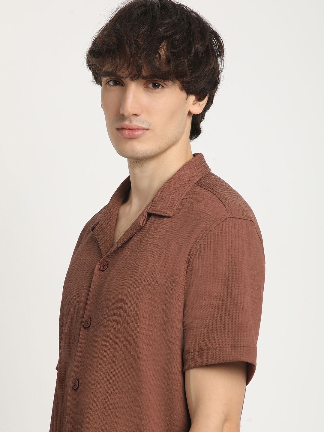 

THE BEAR HOUSE Men Self Design Regular Fit Casual Shirt, Brown