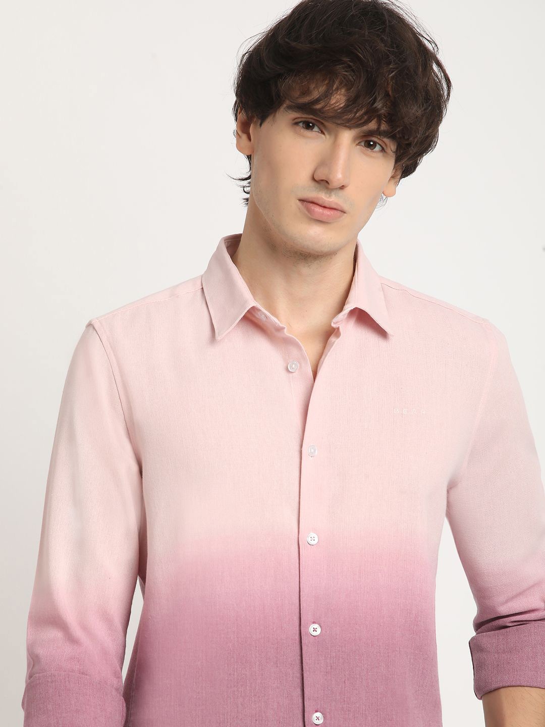 

THE BEAR HOUSE Ombre Dyeing Slim Fit Casual Shirt, Pink