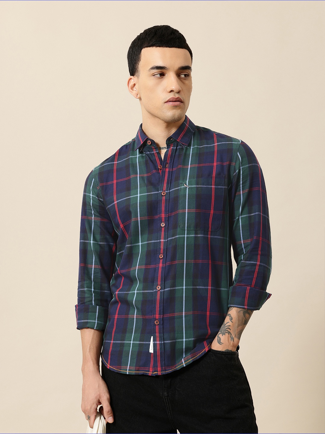 

Mr Bowerbird Men Premium Checked Pure Cotton Casual Shirt, Multi