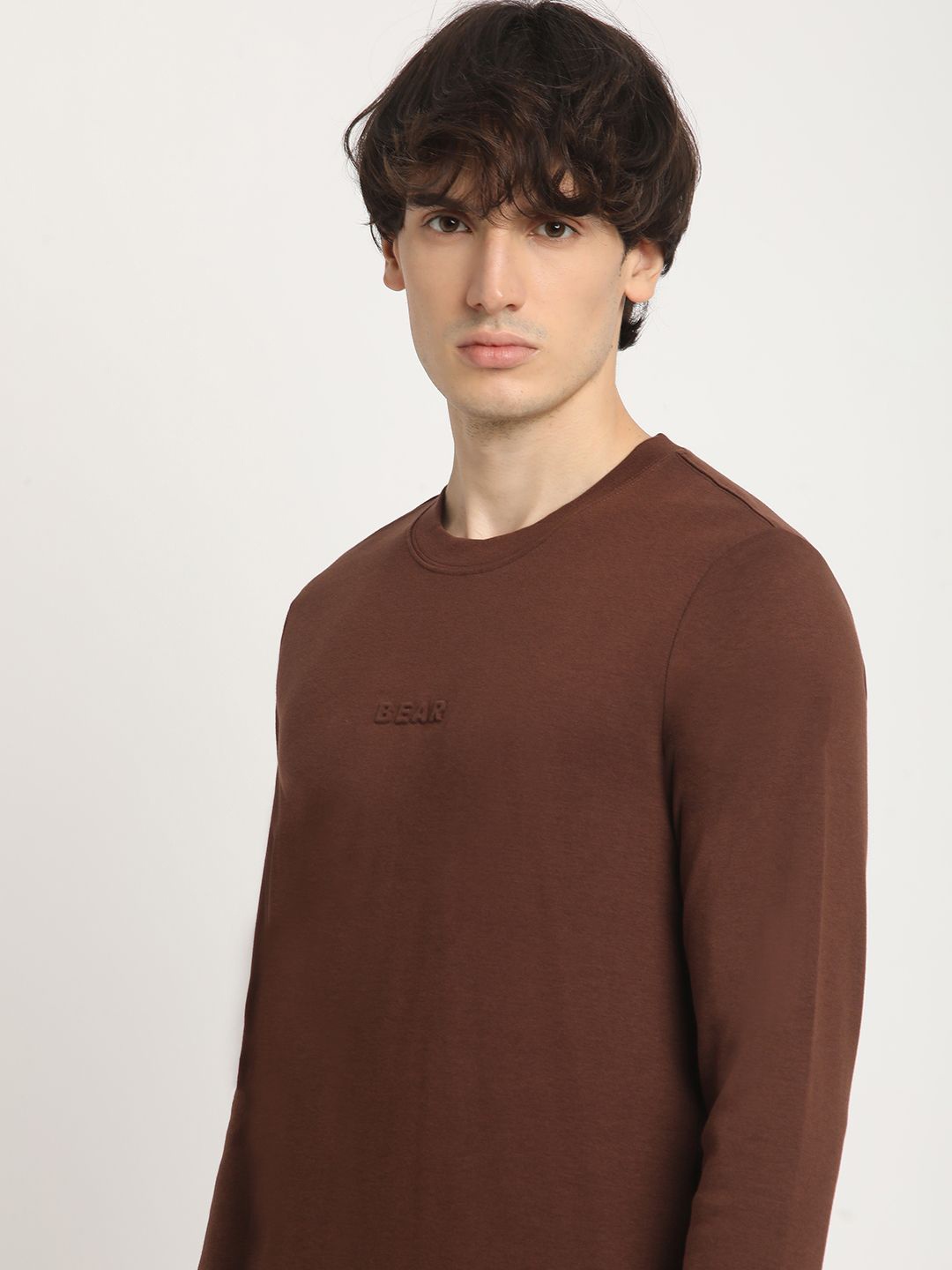 

THE BEAR HOUSE Men's Solid Regular Fit Casual T-shirt, Brown