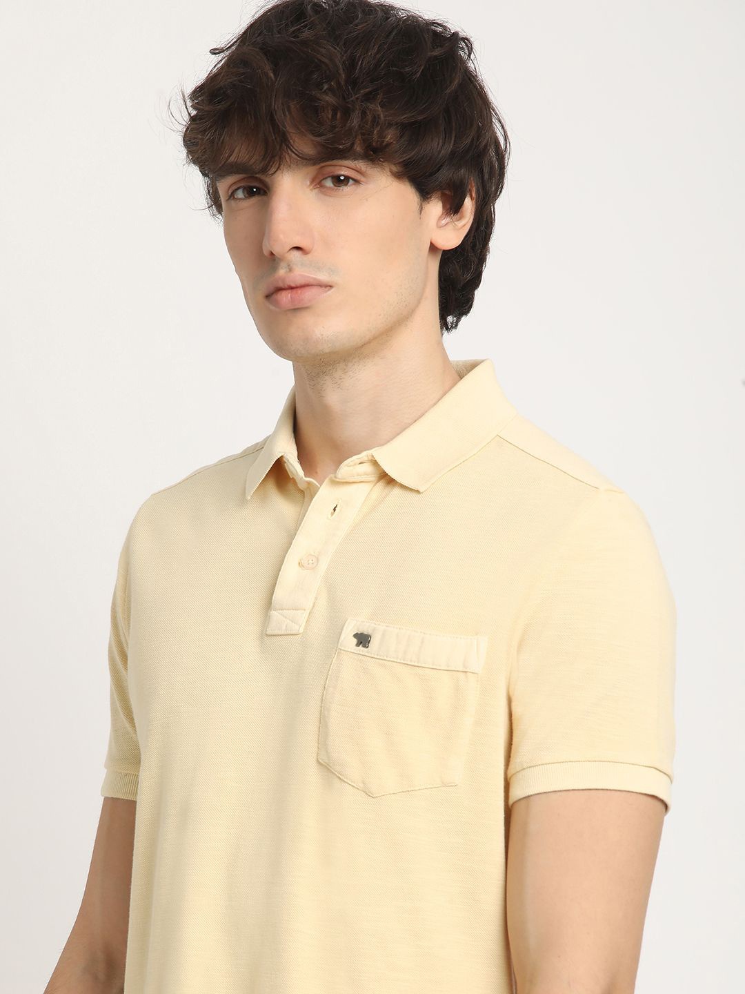 

THE BEAR HOUSE Men's Solid Regular Fit Polo T-shirt, Yellow