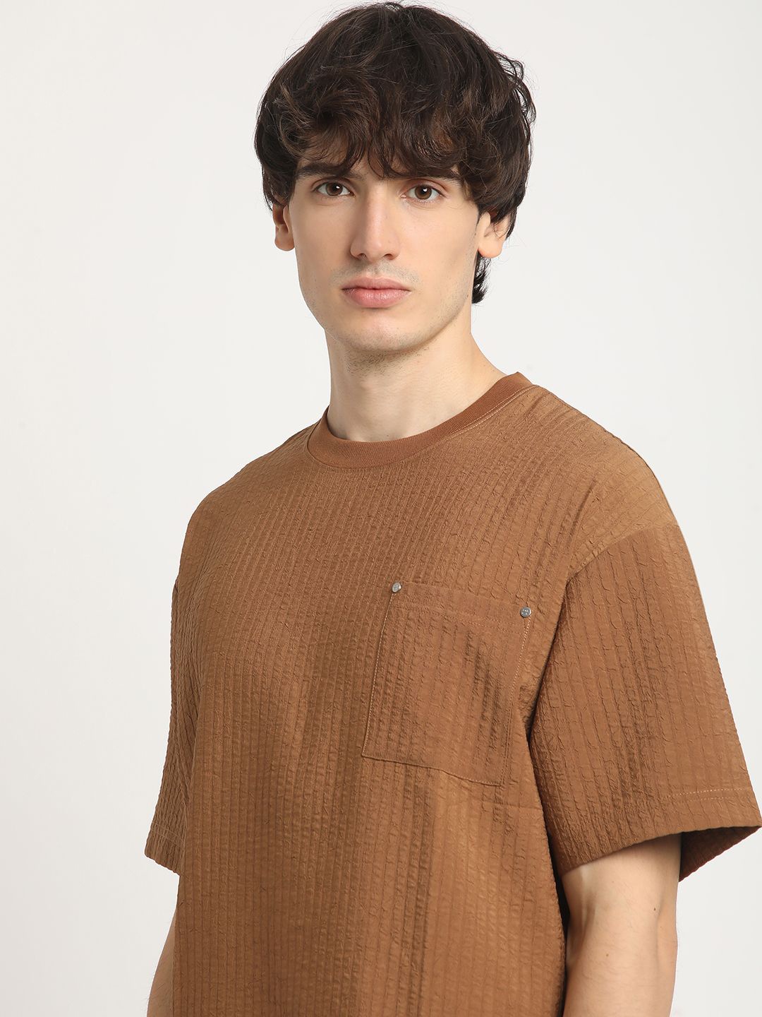 

THE BEAR HOUSE Men's Oversized Crew Neck T-shirt, Brown