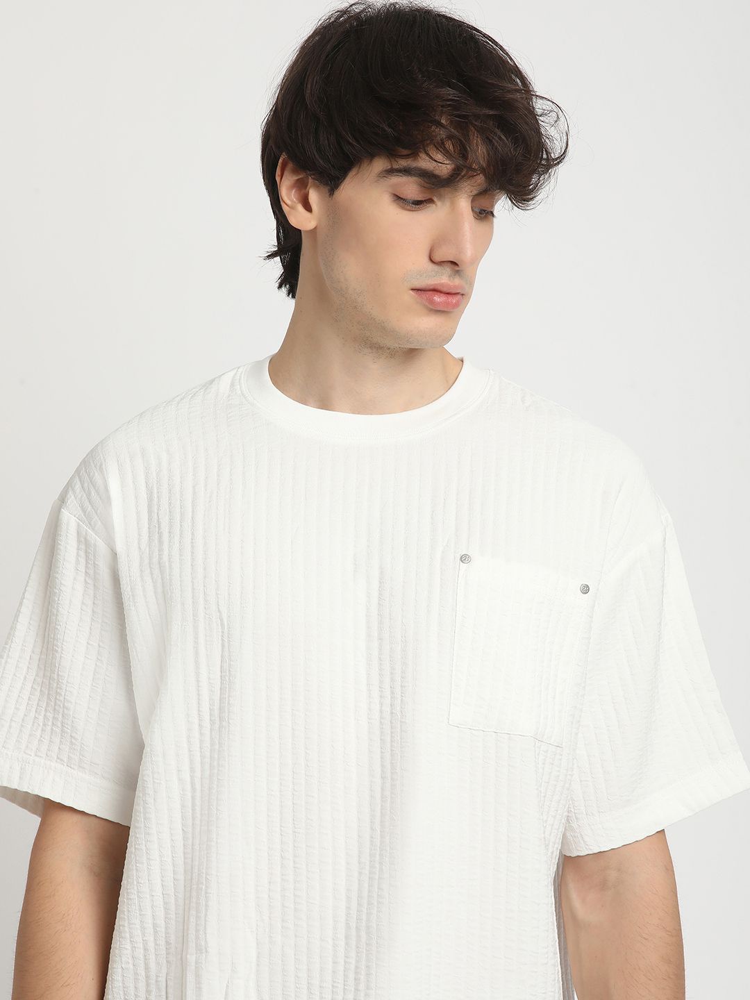

THE BEAR HOUSE Men Oversized Crew Neck T-shirt, White