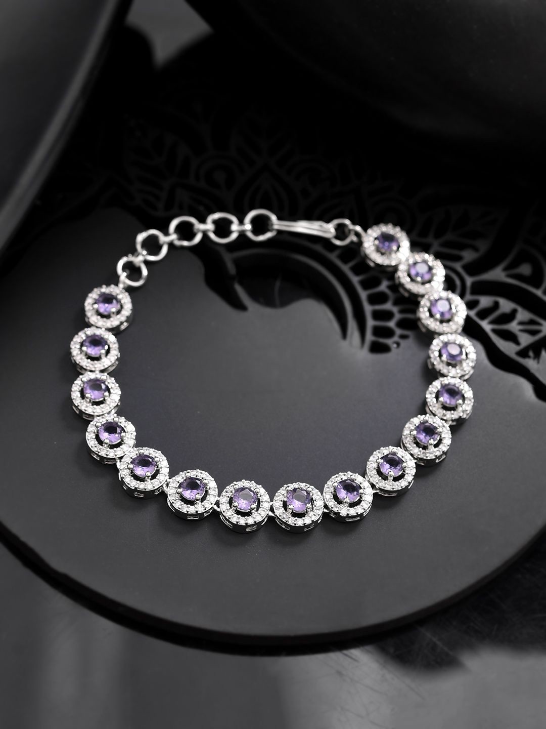 

Silvermerc Designs American Diamond Silver Plated Charm Bracelet