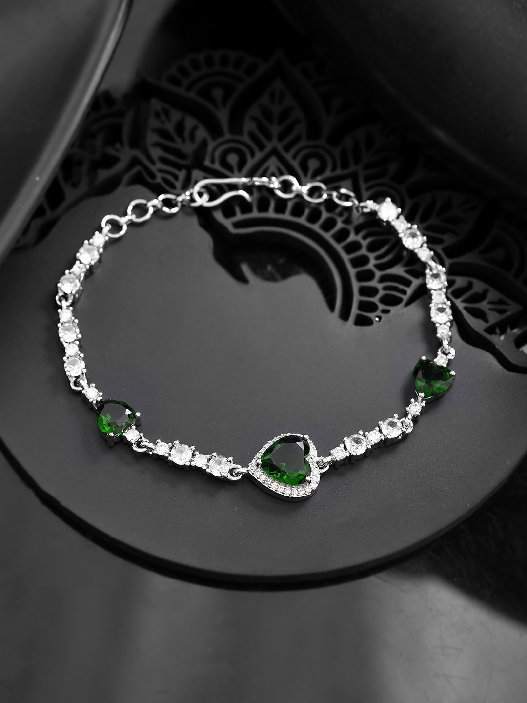 

Silvermerc Designs American Diamond Silver Plated Charm Bracelet