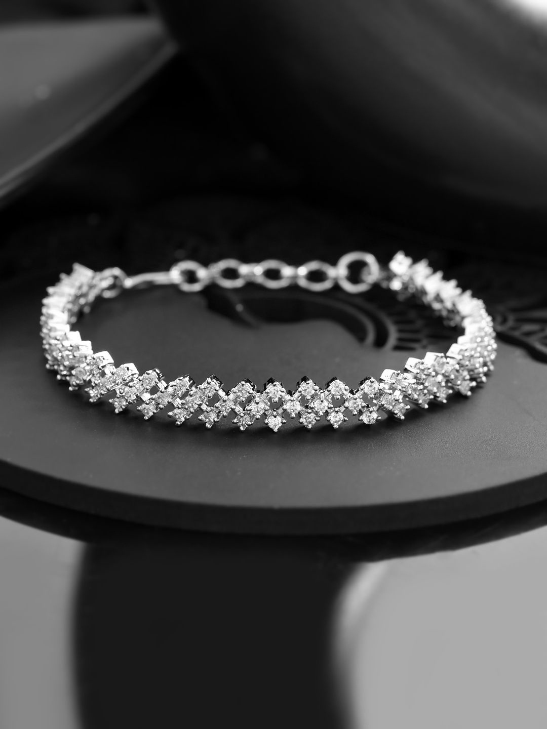 

Silvermerc Designs American Diamond Silver Plated Charm Bracelet