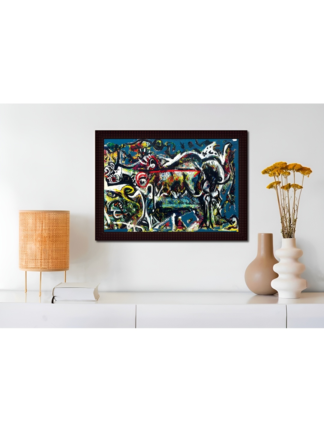 Tamatina Blue & Black Canvas The She-Wolf Abstract Wall Art