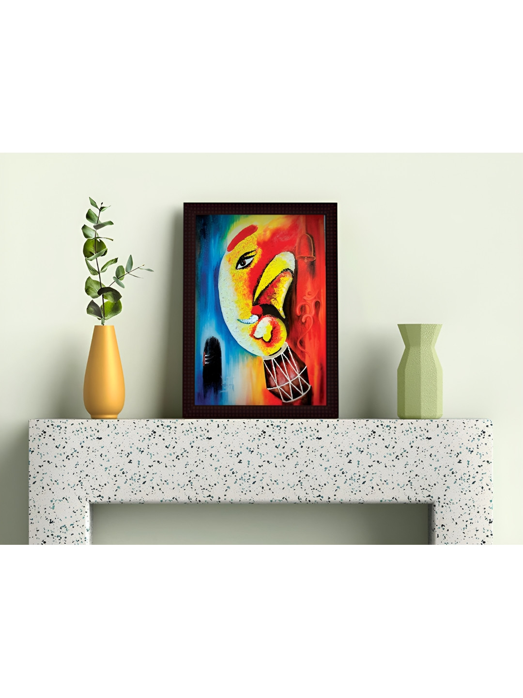 

Tamatina Blue & Red Cotton Canvas Lord Ganesha Religious Wall Art