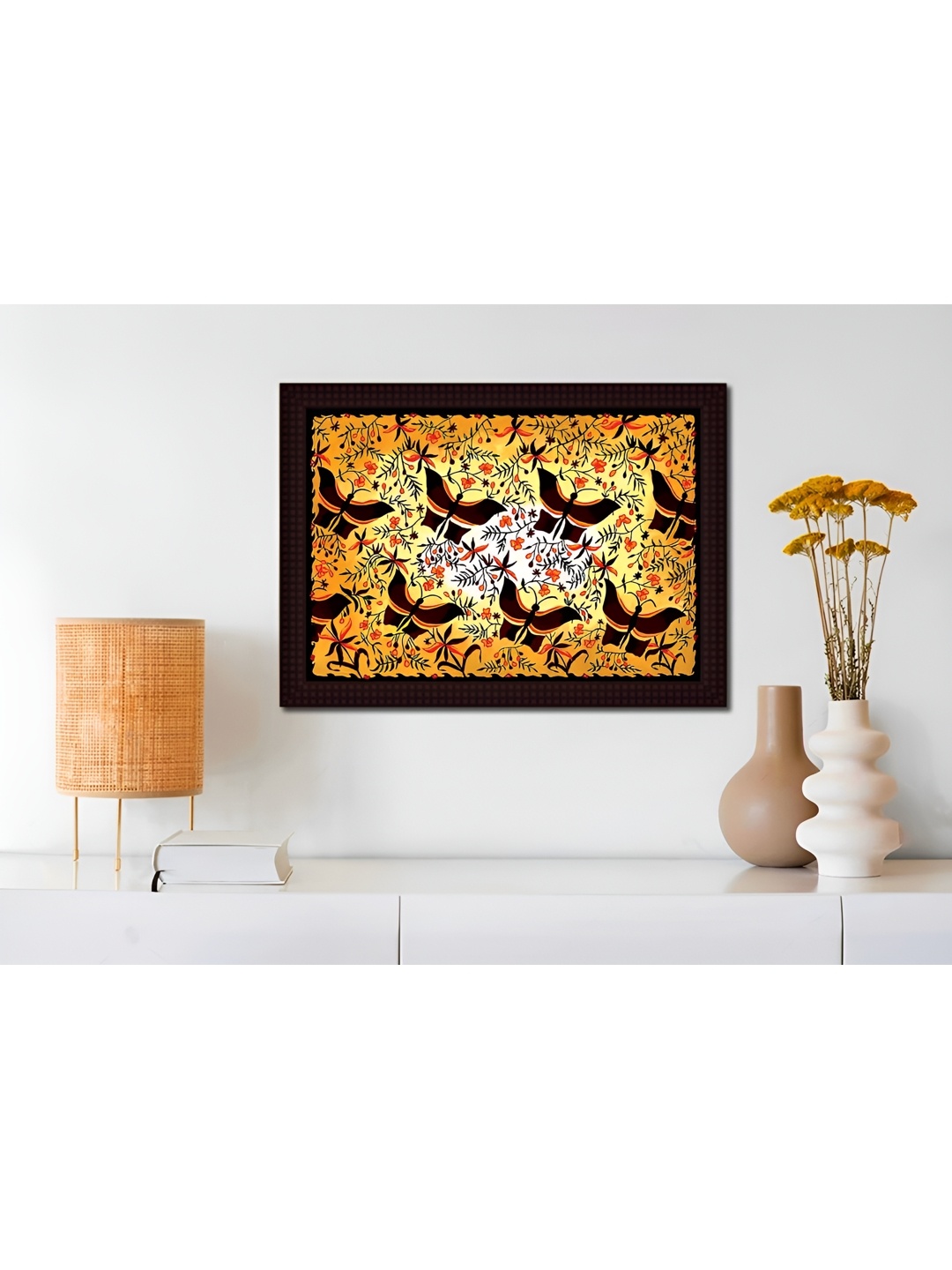 

Tamatina Yellow & Black Cotton Canvas Butterflies Wall Art