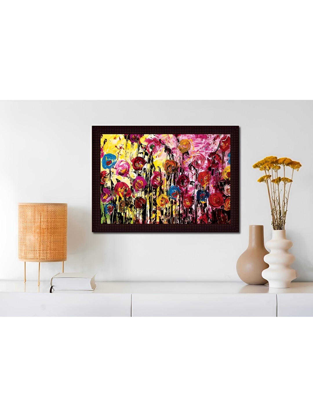 

Tamatina Yellow & Pink Canvas Abstract Flowers Wall Art