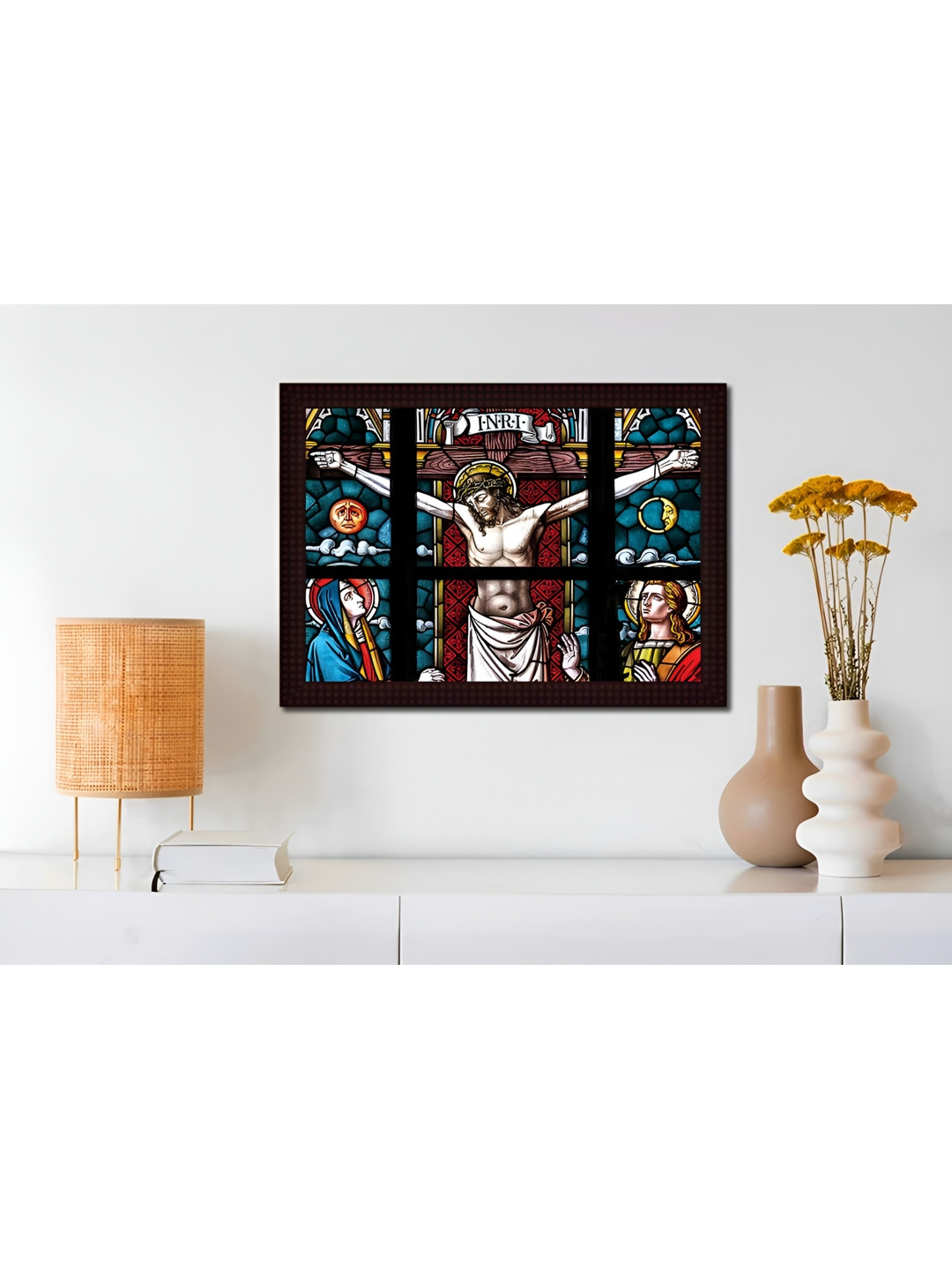 

Tamatina Blue & Red Canvas Jesus Crucifixion Religious Wall Art