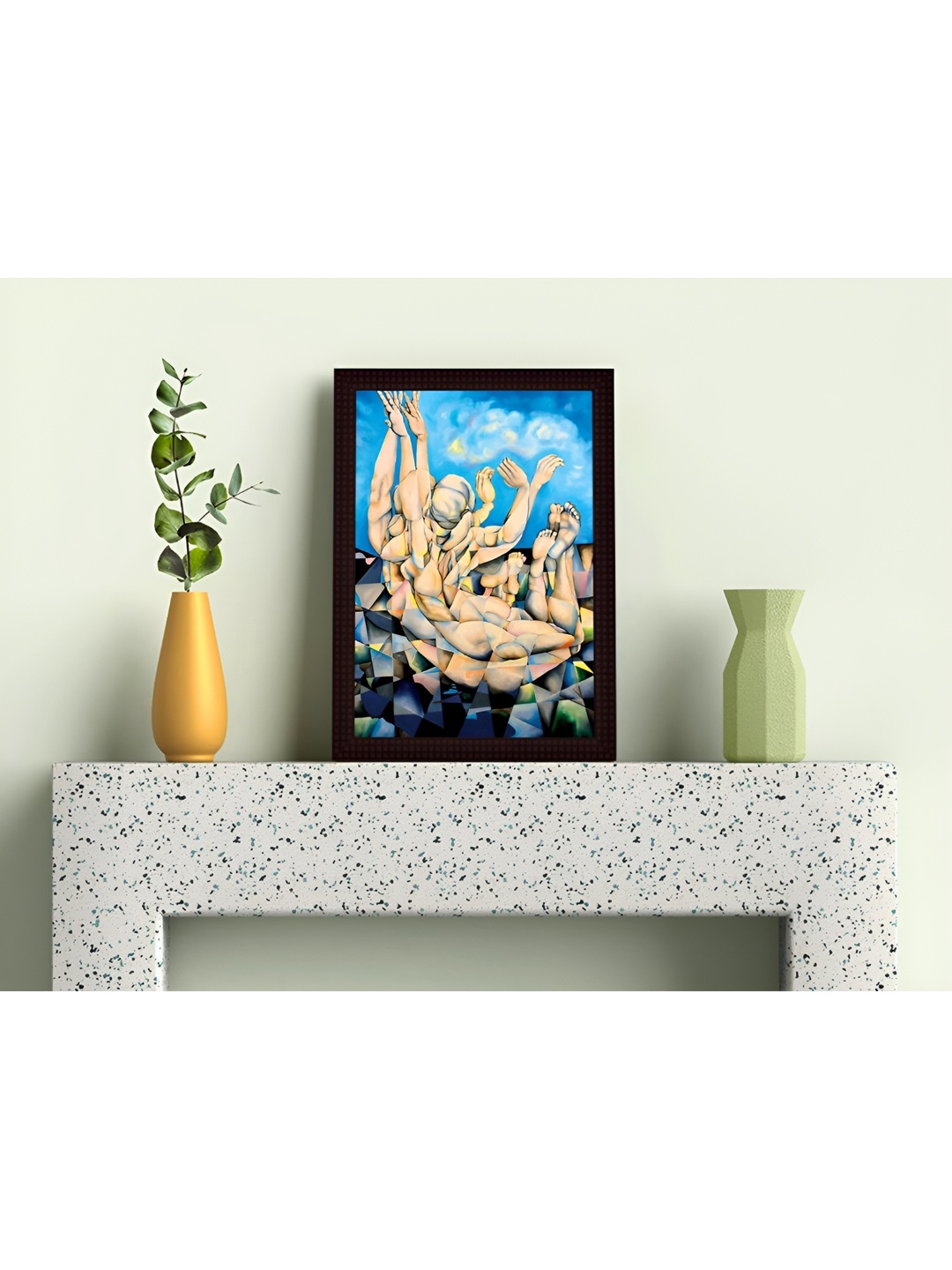 

Tamatina Blue & Beige Cotton Canvas Abstract Wall Art