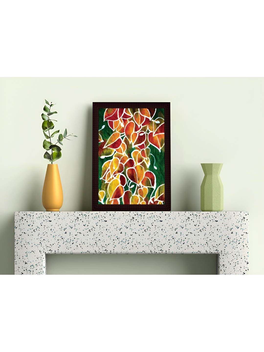

Tamatina Yellow & Green Cotton Canvas Beautiful Leaves Abstract Wall Art