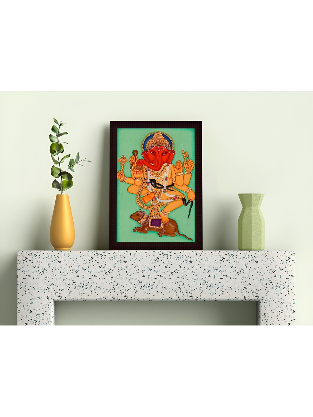 

Tamatina Orange & Red Canvas Ganesha Religious Wall Art