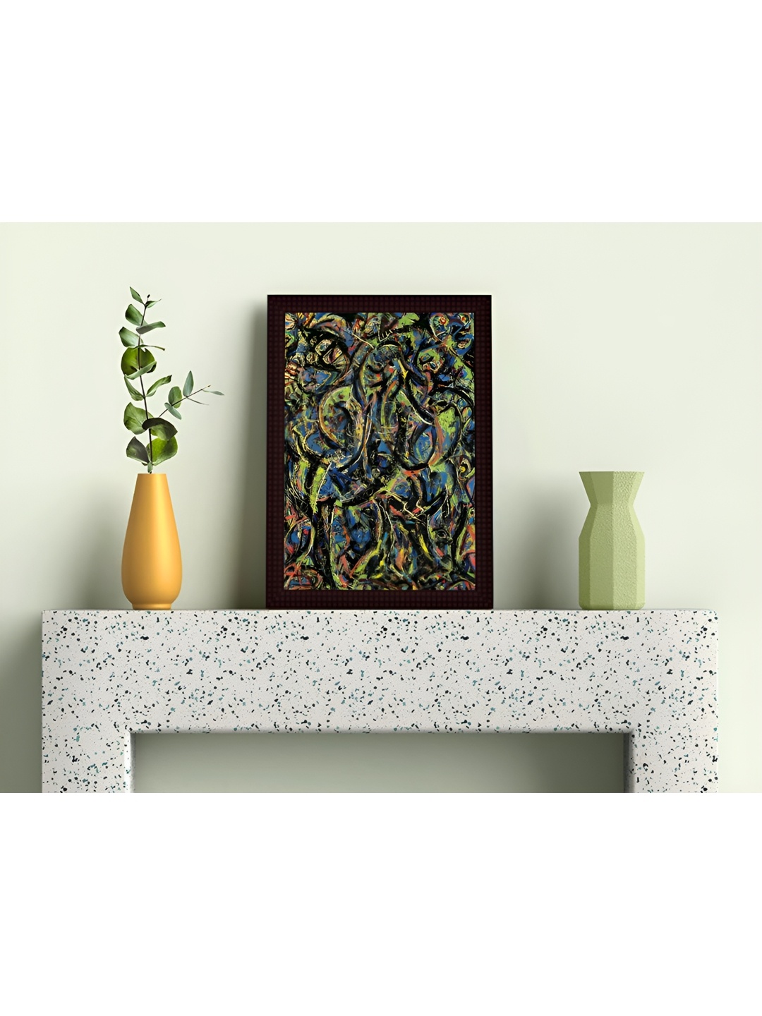 

Tamatina Green & Blue Cotton Canvas Abstract Wall Art