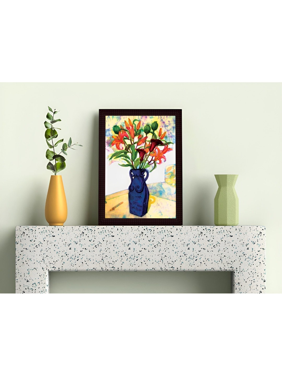 

Tamatina Blue & Red Canvas Beautiful Flowerpot Wall Art