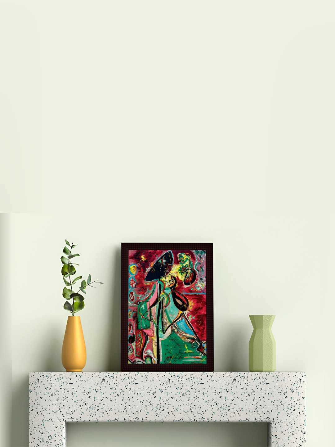 

Tamatina Green & Red Canvas The Moon Woman Wall Art