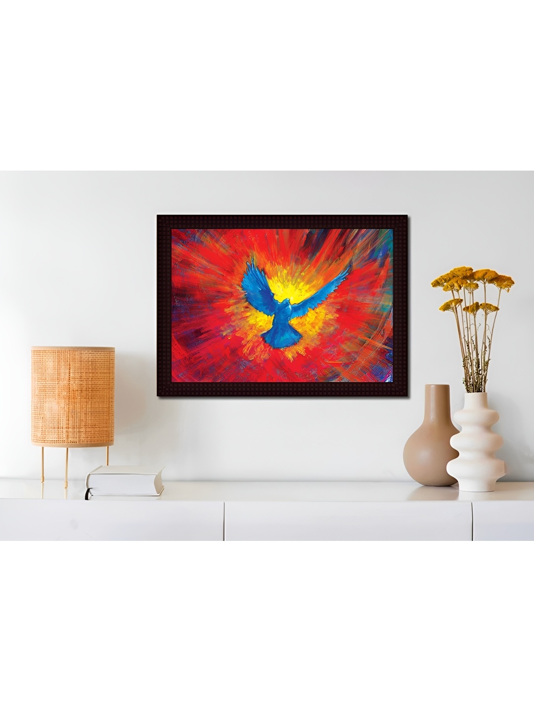 

Tamatina Red & Blue Canvas Peace Piegon Wall Art