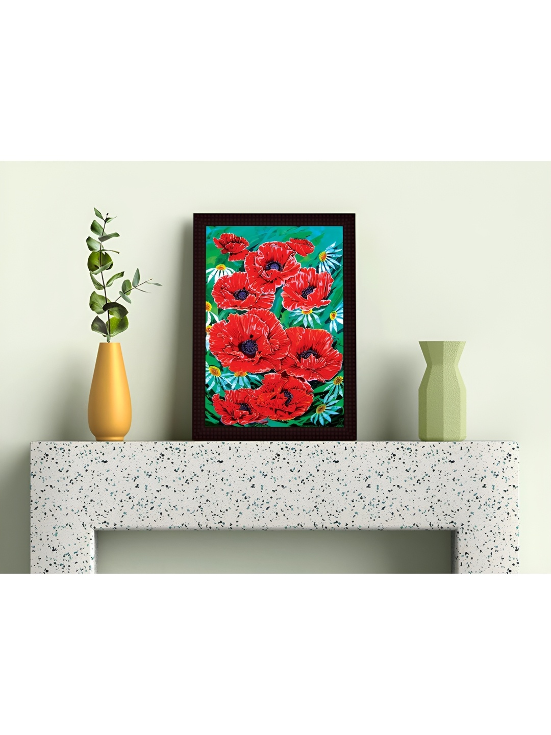 

Tamatina Red & Green Cotton Canvas Beautiful Red Flowers Wall Art