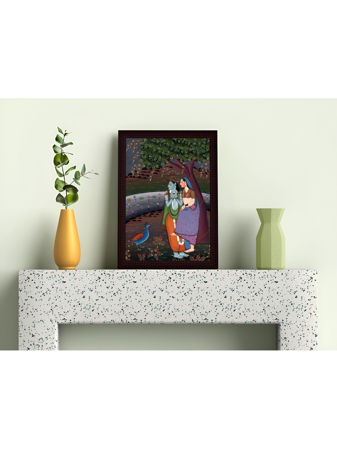 

Tamatina Green & Purple Canvas Radha Krishna Religious Wall Art