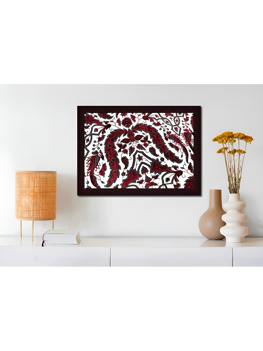 

Tamatina Maroon & White Canvas Abstract Batik Art Wall Art