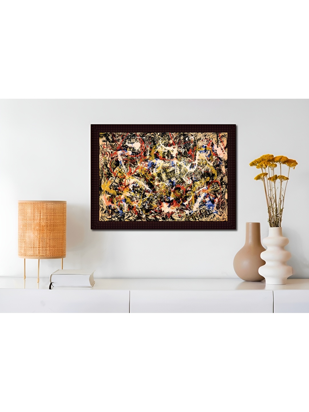 

Tamatina Beige & Black Cotton Canvas Convergence Abstract Wall Art