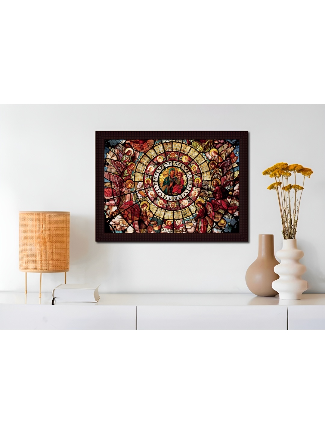 

Tamatina Red & Yellow Cotton Canvas Mother Mary Religious Wall Art