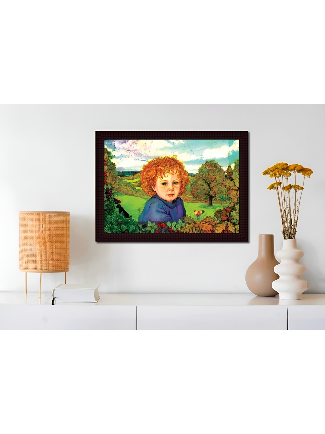 

Tamatina Blue & Green Cotton Canvas Baby in Garden Wall Art