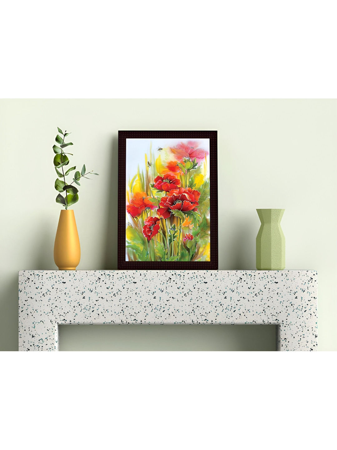 

Tamatina Red & Green Cotton Canvas Red Flower Wall Art