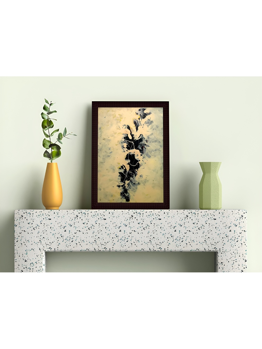 

Tamatina Beige & Black Cotton Canvas Abstract Wall Art