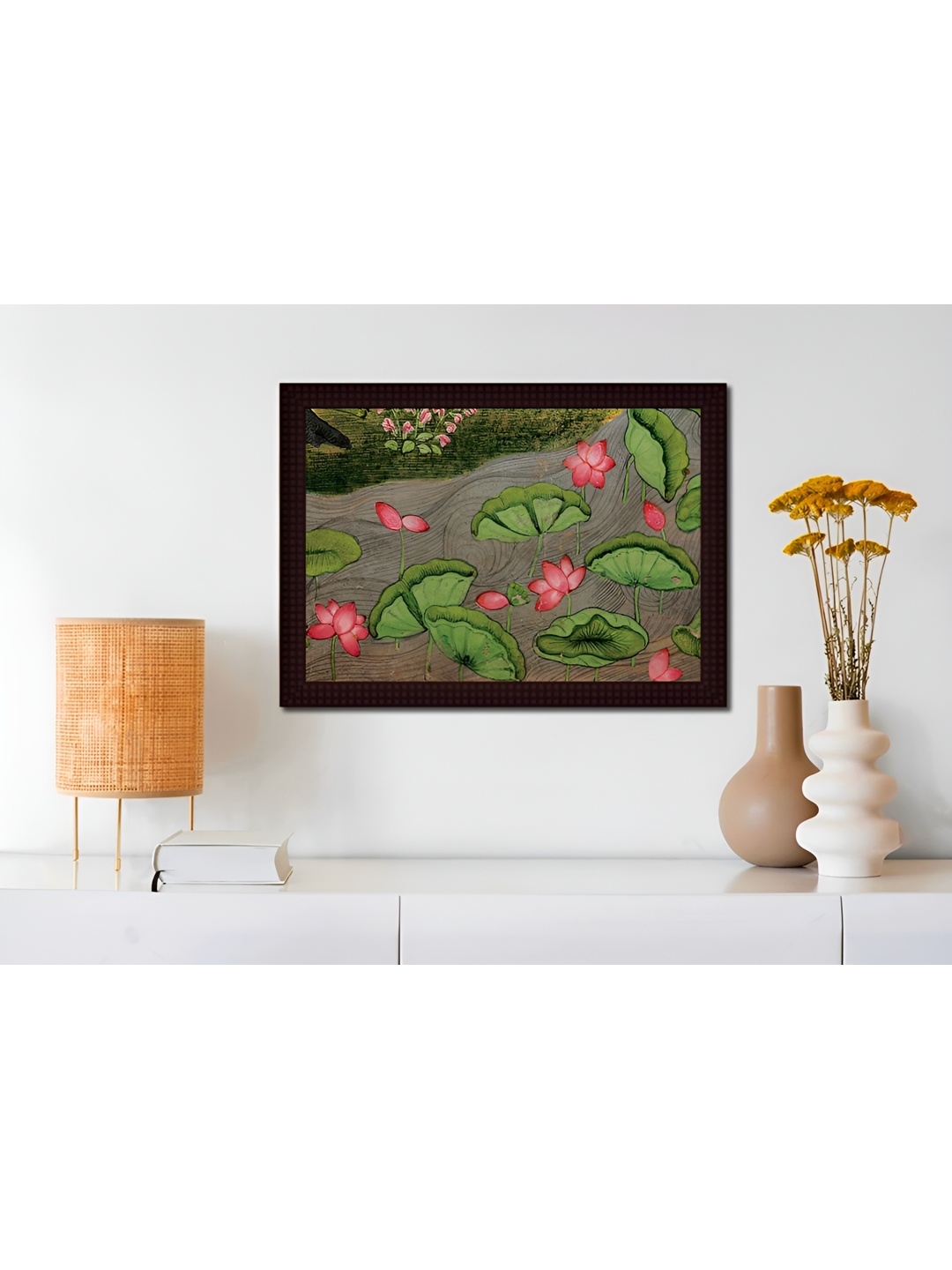 

Tamatina Grey & Green Canvas Lotus Wall Art