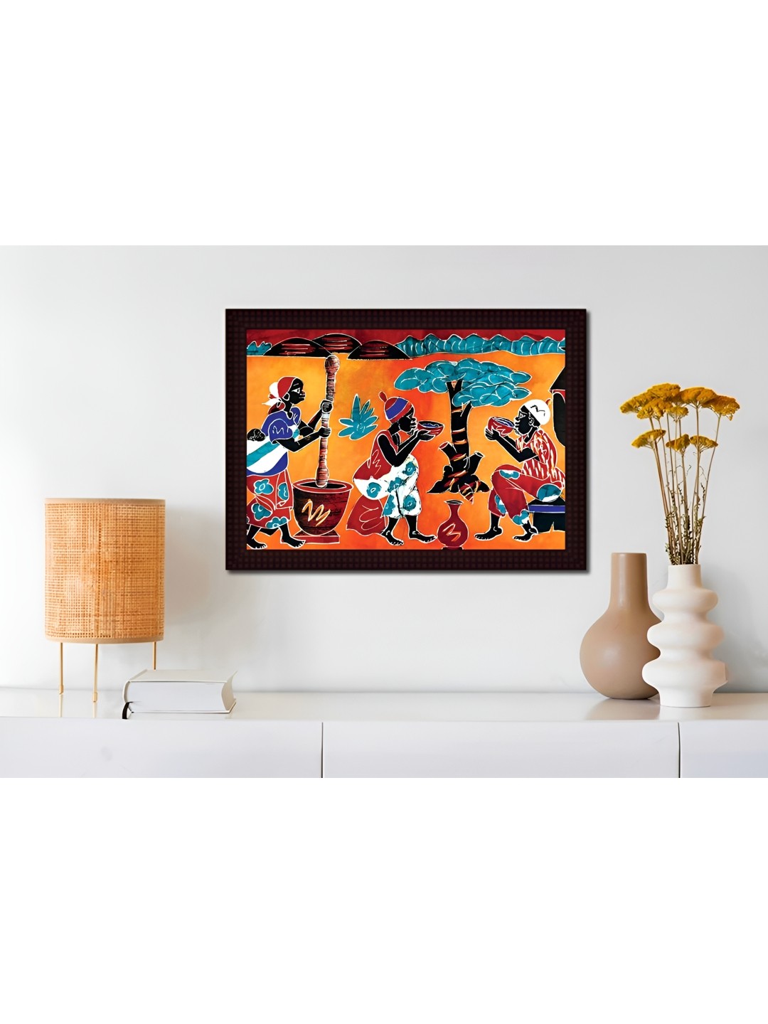 

Tamatina Orange & White Canvas Womens Are Working Wall Art