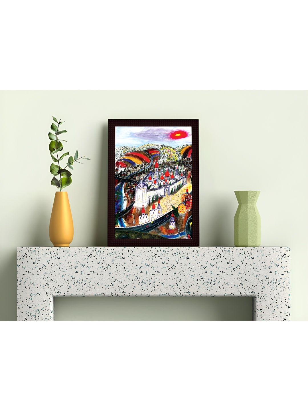 

Tamatina Red & Yellow Canvas Old City Abstract Wall Art