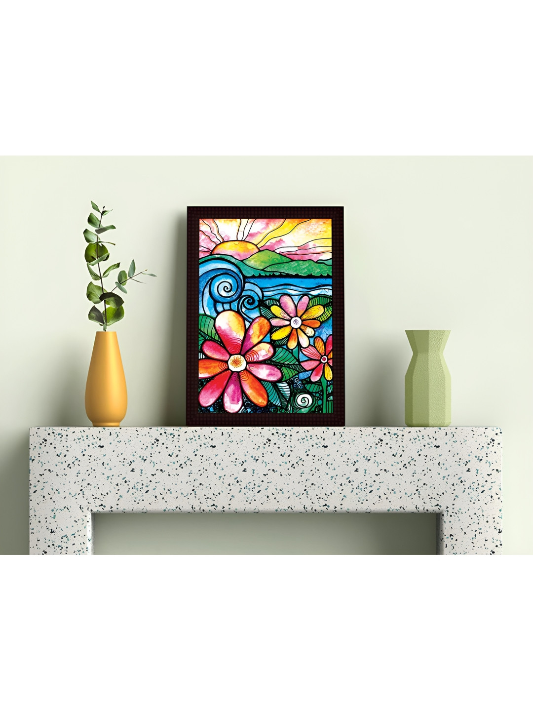 

Tamatina Blue & Yellow Cotton Canvas Colorful Sunrise Wall Art