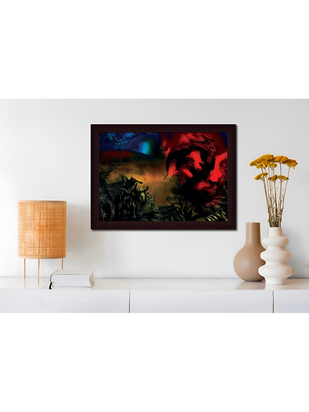 

Tamatina Black & Red Cotton Canvas Landscape With Steer Wall Art