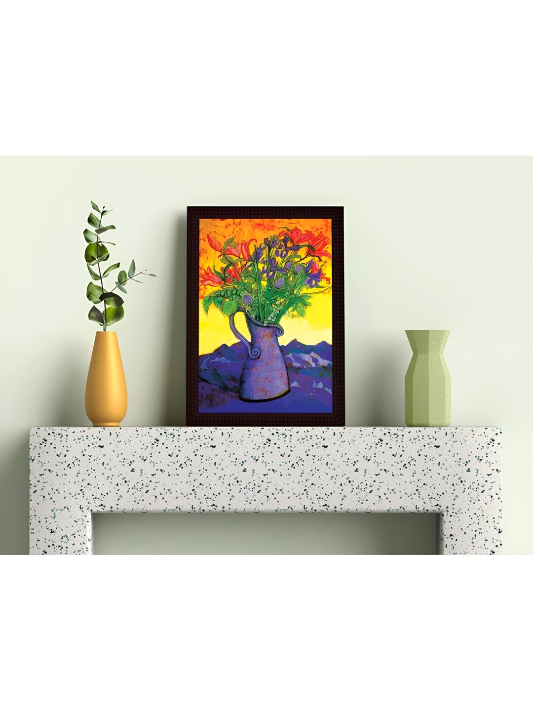 

Tamatina Blue & Yellow Canvas Pretty Flowerpot Wall Art