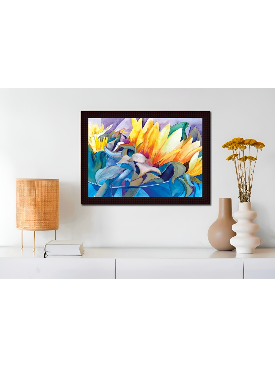 

Tamatina Blue & Yellow Cotton Canvas Beautiful Flower Abstract Wall Art