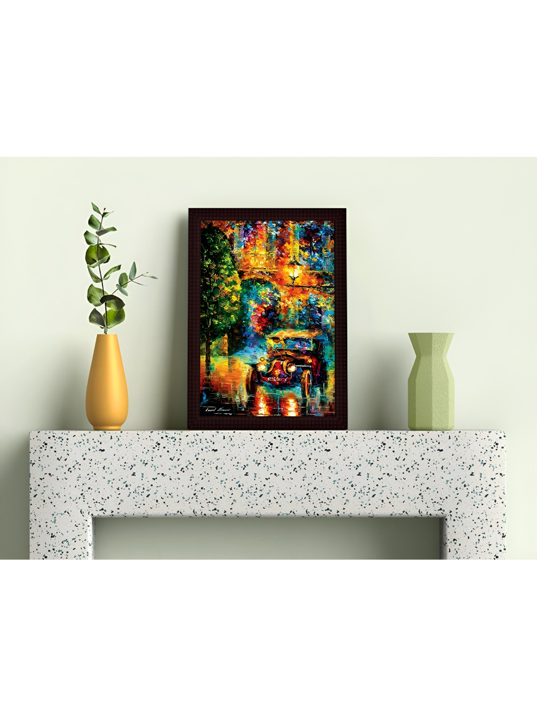 

Tamatina Blue & Yellow Canvas Car Under The Street Light Abstract Wall Art