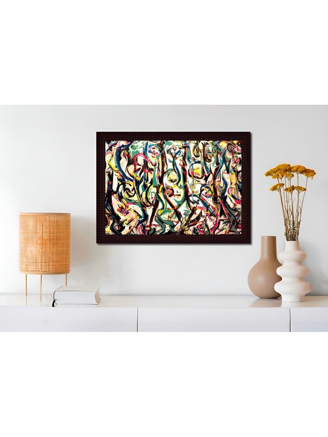 Tamatina Beige & Green Canvas Mural Art Abstract Wall Art