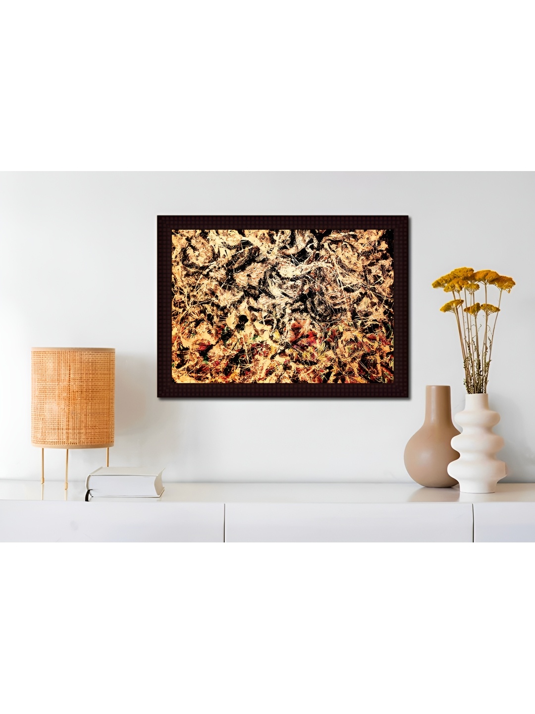 

Tamatina Beige & Black Cotton Canvas Abstract Wall Art