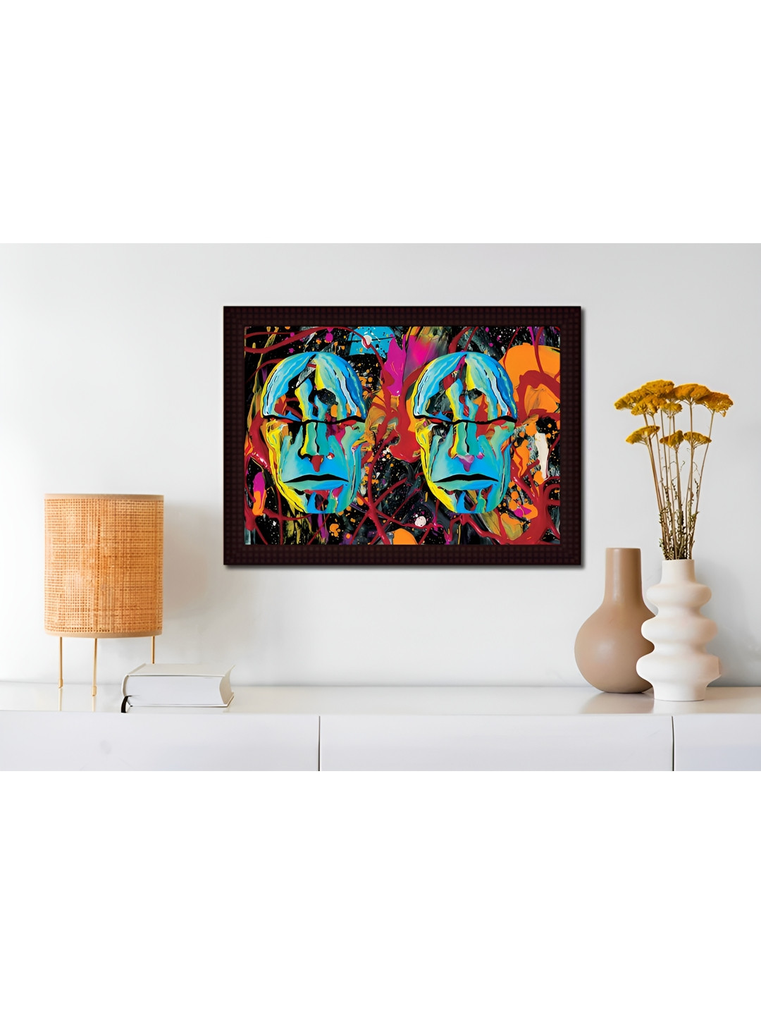 

Tamatina Blue & Orange Canvas Two Type of Faces Abstract Wall Art