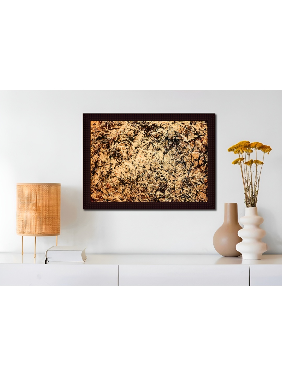 

Tamatina Beige & Black Cotton Canvas Abstract Wall Art