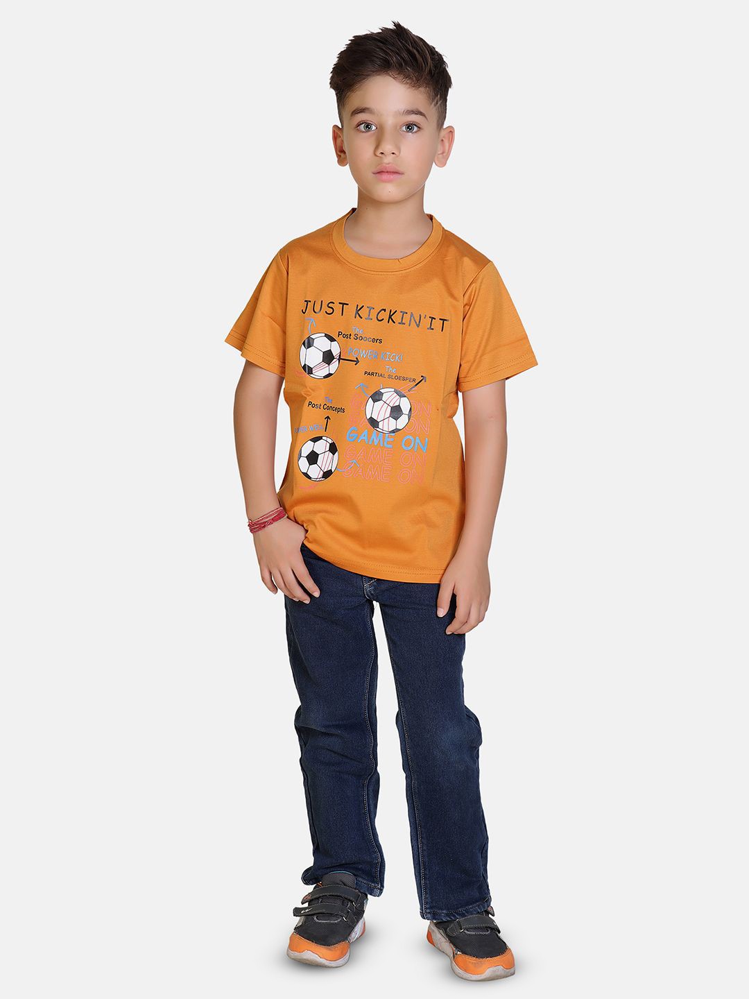 

BAESD Boys Typography Printed Round Neck Tshirt, Mustard